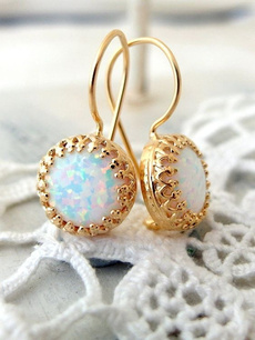 opalearring, Gemstone Earrings, gold, wedding earrings