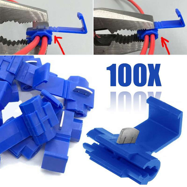 100Pcs Blue Quick Lock/Wire Splice Crimp/Wire Connectors