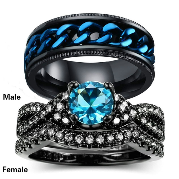 black and blue diamond ring