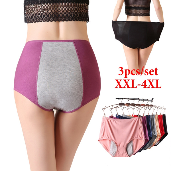 3pcs Womens Period Leakproof Pants Menstrual Panties Cotton