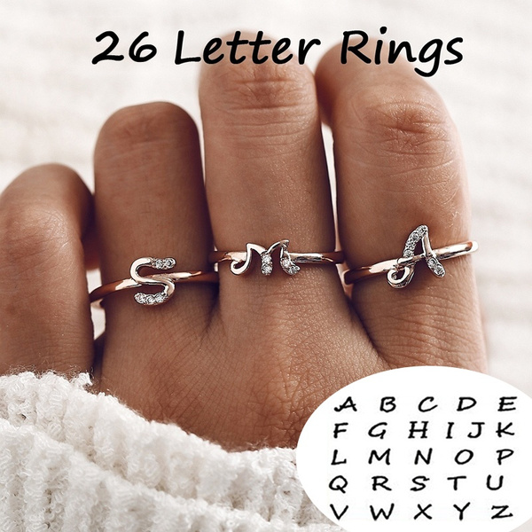 S letter clearance silver ring