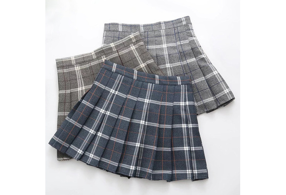 Womens Girl Check Plaid Pleated Mini Skirt Scotland Scottish