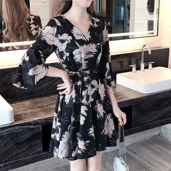 M 3xl Korean Style Women Dress Casual Lady Dress Cocktail Dress Black One Piece Dress Wish