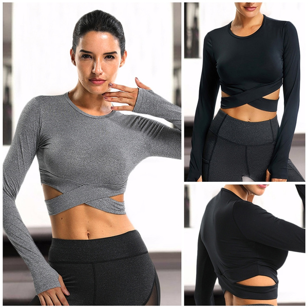 long sleeve exercise crop top