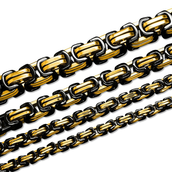Herformuleren Geest astronomie Königskette Halskette Armband Set Panzerkette Edelstahl gold schwarz,  Größe:5 mm;Farbe:schwarz gold;Auswahl:Kette 50 cm | Wish