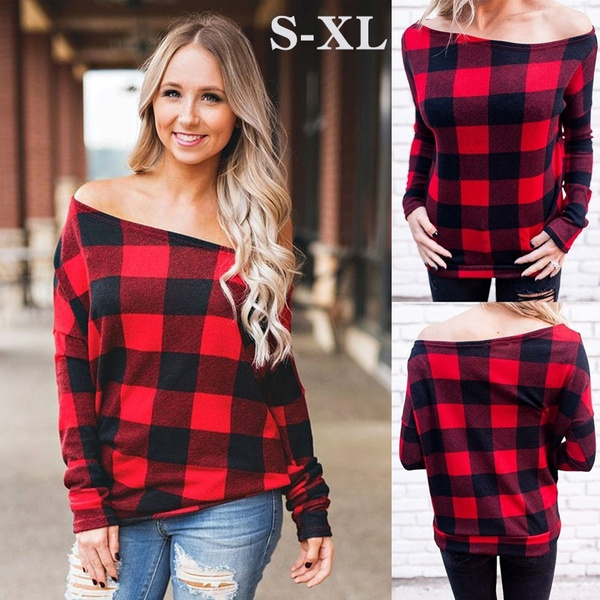 Buffalo plaid off the shoulder 2024 top