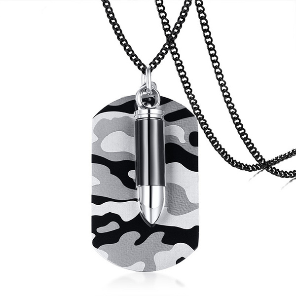 New Cool Camouflage Dog Tag Necklace for Men Stainless Steel