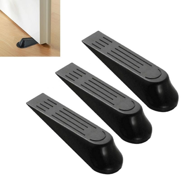 4Pcs Set Black Door Stopper Easily Wedges Door Gaps up Finger Protector  Flexible Floor Door Stops - Non-Scratching Door Stop - Modern Wedge Door  Stop