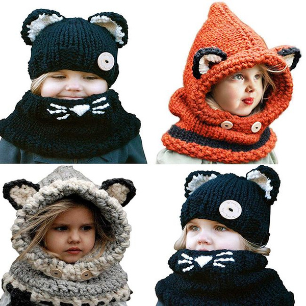 Baby Kids Girls Toddler Winter Warm Knitted Crochet Fur Beanie Hat Beret Cap 