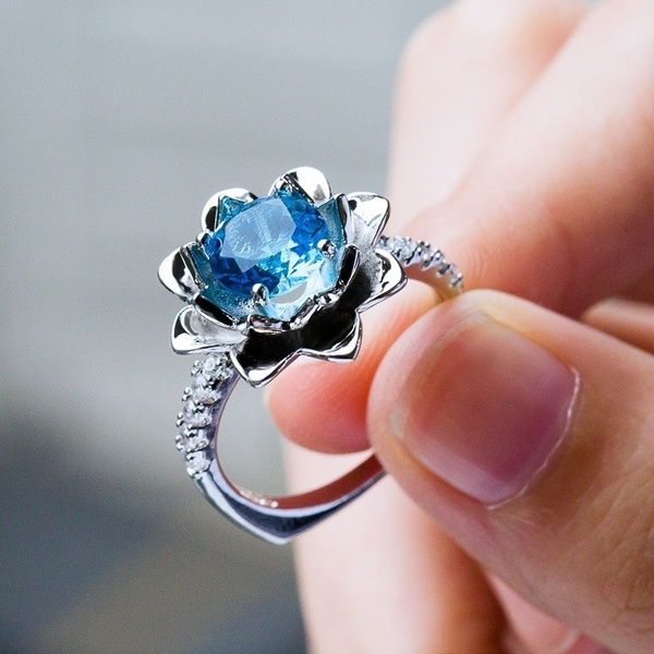 Luxury Large Blue Stone Zirconia Ladies Rings Female Antique Silver Color  Ring Jewelry Woman Accessories Bague Anillos Gift R465 - Rings - AliExpress