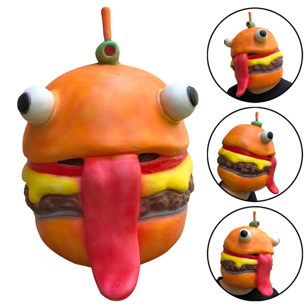 Cosplay Durr Burger Hamburger Mask Melting Face Latex Costume Halloween Scary Mask Toy Wish