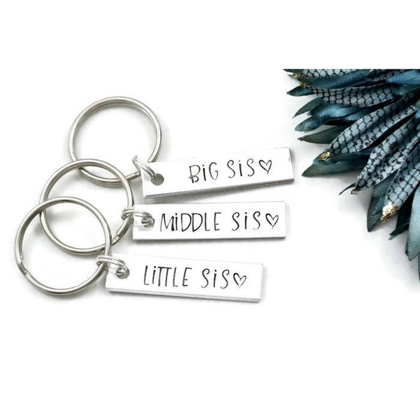 Big Middle Little Sister Initial Keyring Gift, 3 Peas In A Pod, 3 - Foto 12