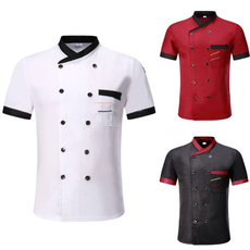 Chef Shirt Short Sleeve Jacket Cook Coat Barista Baker Work Uniform Waiter Restaurant Clothes