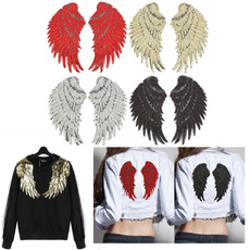 2 Pcs/set Sequin Angel Wings Applique Embroidery Patches Patche for Clothing Clothes Parches Sewing Patch Sticker Accessories