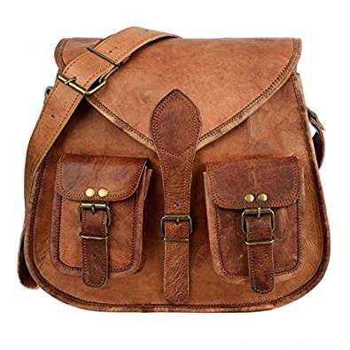 13" Real Leather Messenger Bag Women Ladies Girls Satchel Purse Crossbody Bag 