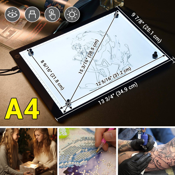 Yescom A4 14 Light Pad Diamond Painting Light Board Light Box for Tracing  Artist Drawing Sketching Animation with Paper
