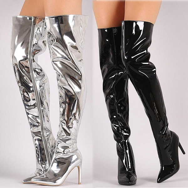 silver mirror boots