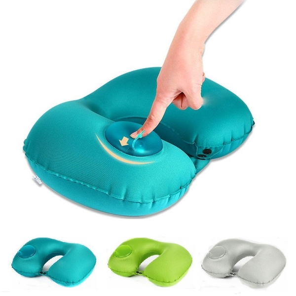 Inflatable neck pillow with pump sale