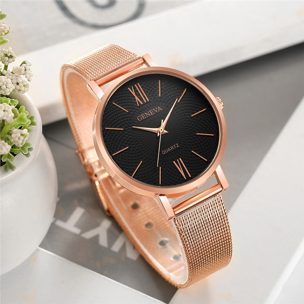 New Womens Fashion Female Clocks Women Luxury Quartz Watch Rose Gold Stainless Steel Dress Watches Montre Femme Christmas Gift