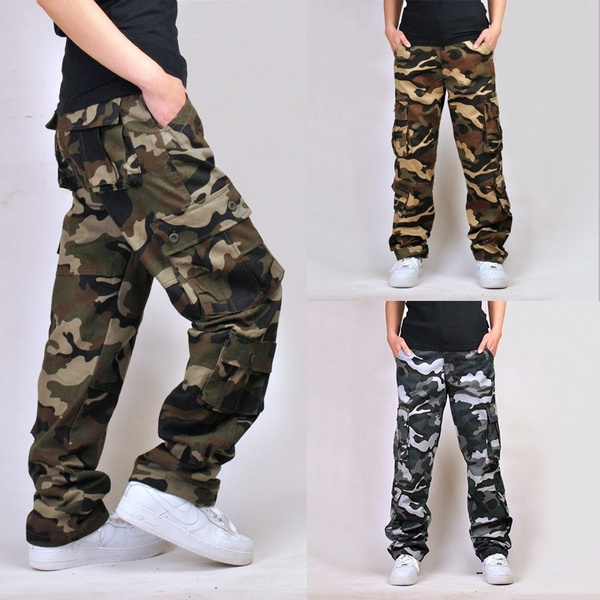 Fashion Mens Work Trousers Military Army Cargo Camo Combat Multi-pocke