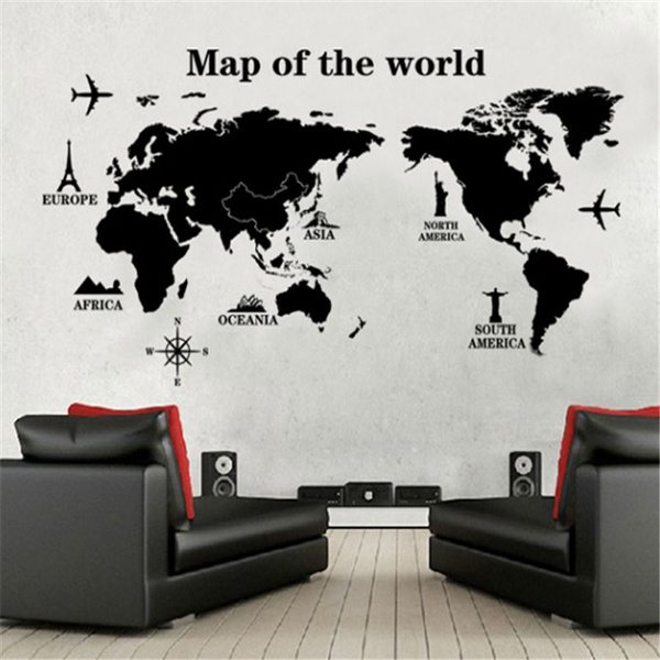 WORLD MAP Wall Sticker Art Decal Vinyl Decor Home Bedroom Office Countries Words