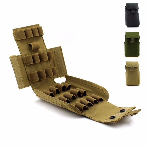 Tactical MOLLE Magazine Pouch - 25 Round 12/20 Gauge Shotgun Shell Holder, Nylon