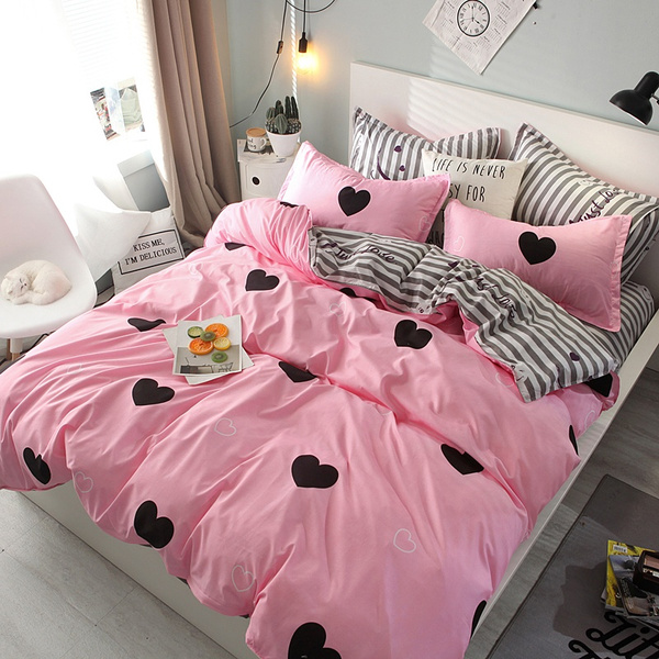 pink and black duvet