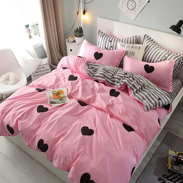Lizzie Hearts Reversible Double Duvet Cover Set Pillowcase Bedding Bed