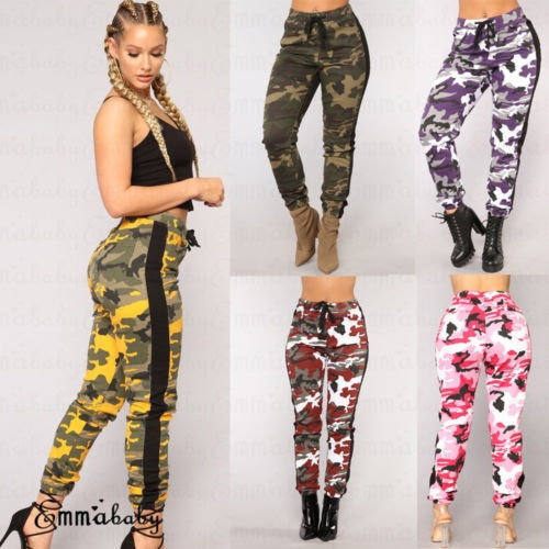 Women Jeans Camo Cargo Floral Stretchy 
