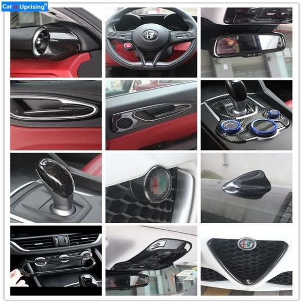 Car styling For Alfa Romeo Giulia Carbon fiber refit special interior  accessories Control parts Decorative Stickers