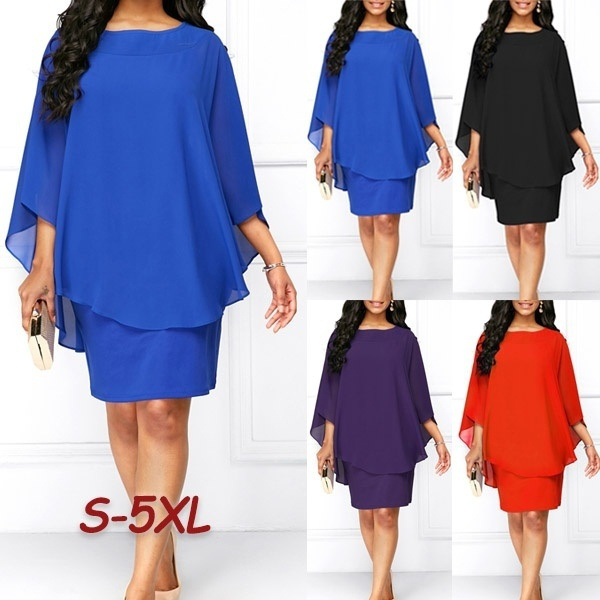 chiffon cape dress plus size