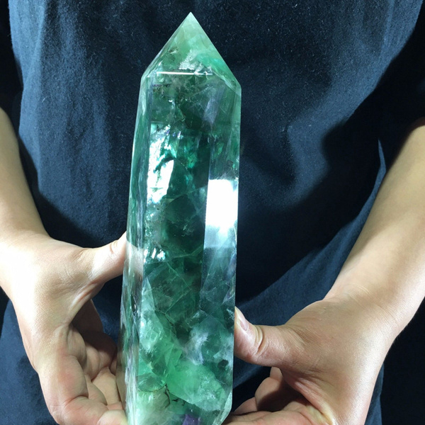 3PCS natural Green fluorite quartz crystal point obelisk wand healing 150g+
