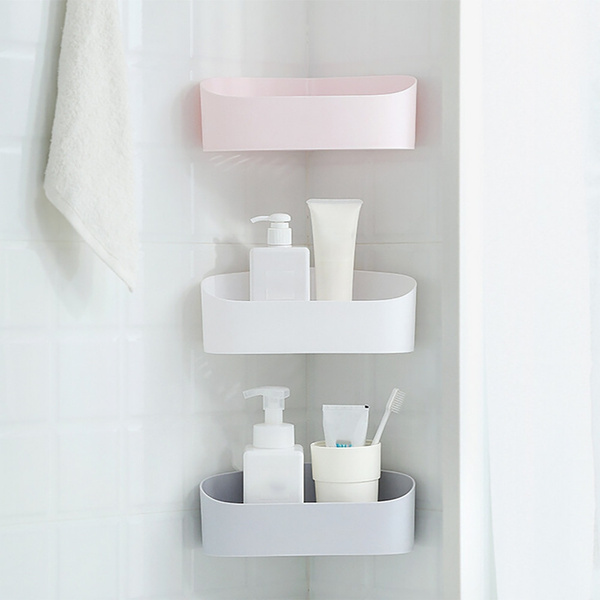 Bathroom Solutions Black Bathroom Shelf with Suction Cups for