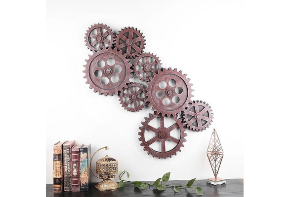Retro Wooden Steampunk Gear Wall Hanging Decor For Home Bar Cafeteria 