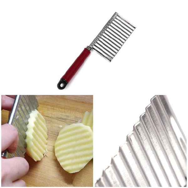 Stainless Steel Potato Chip Slicer Vegetable Fruit Crinkle Wavy