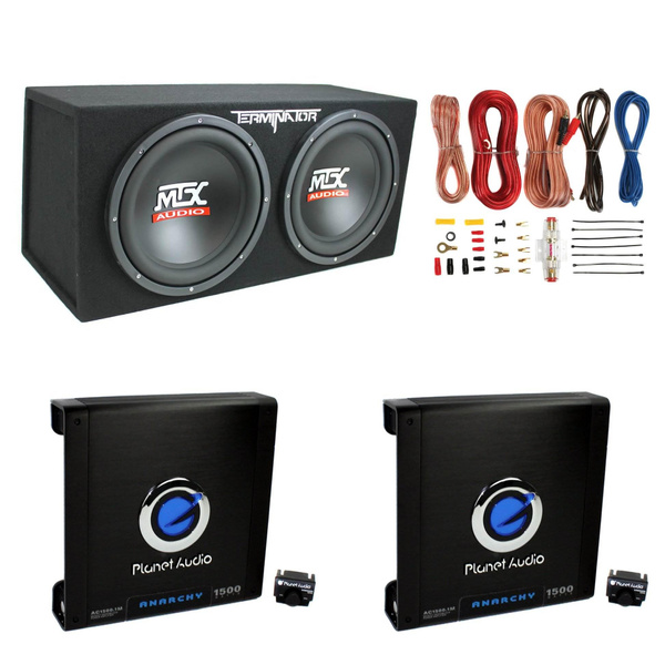Audio 1500W Mono Amplifier (2 Pack) and 12" 1200W Loaded Sub Box