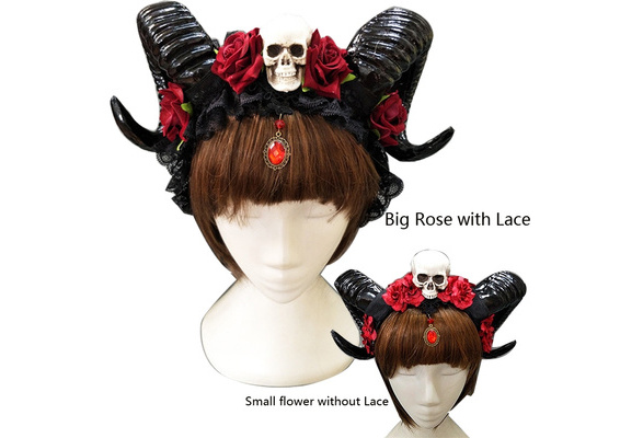 Details about  / C-33 Butterfly Devil Horns Headband Vampire Headdress Roses Gothic Lolita