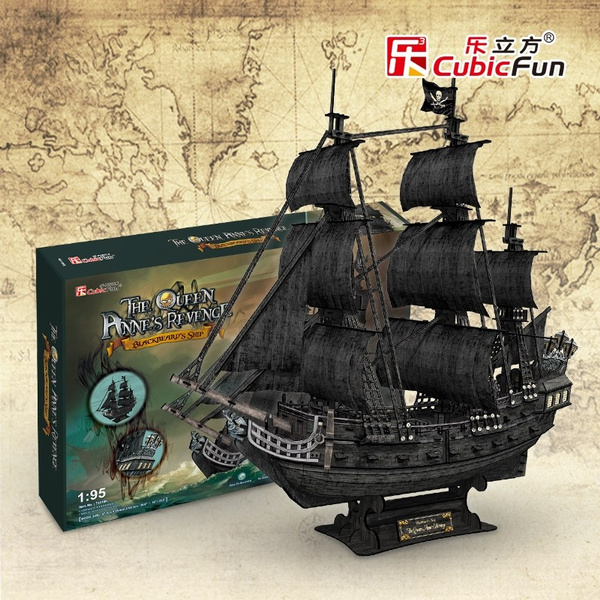 CubicFun 3D Paper Puzzle Model S3031H Mini Queen Anne Revenge Ship Building Toy 