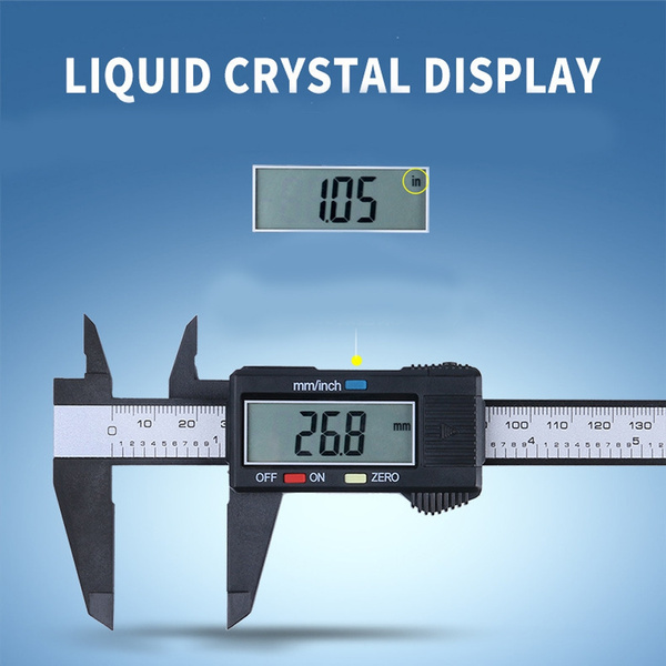 100mm 4'' LCD Digital Vernier Gauge Caliper Measure Micrometer Carbon Fiber 