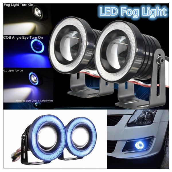 COB 2.5/3/3.5 inch LED Fog Light Projector Angel Eye Halo Ring DRL Driving Bulbs 