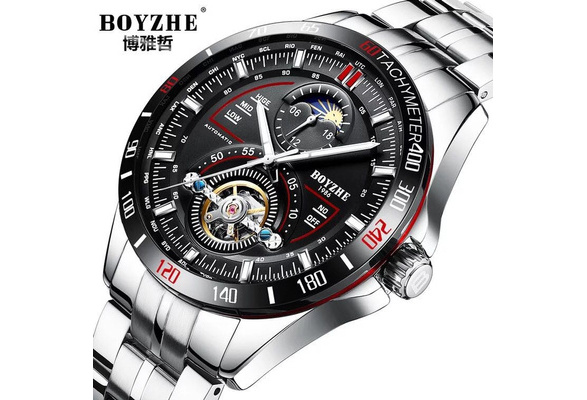 BOYZHE Brand Fashion Men s Watch Cool Business Mechanical Watch Hollow Luminous Waterproof Watch Wish