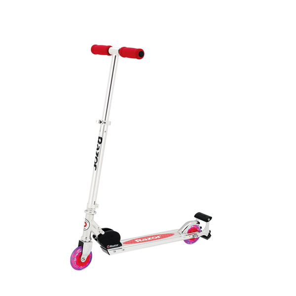 Kids Folding Kick Scooter with Light Up Wheels and Spark Bar Red Razor Spark 