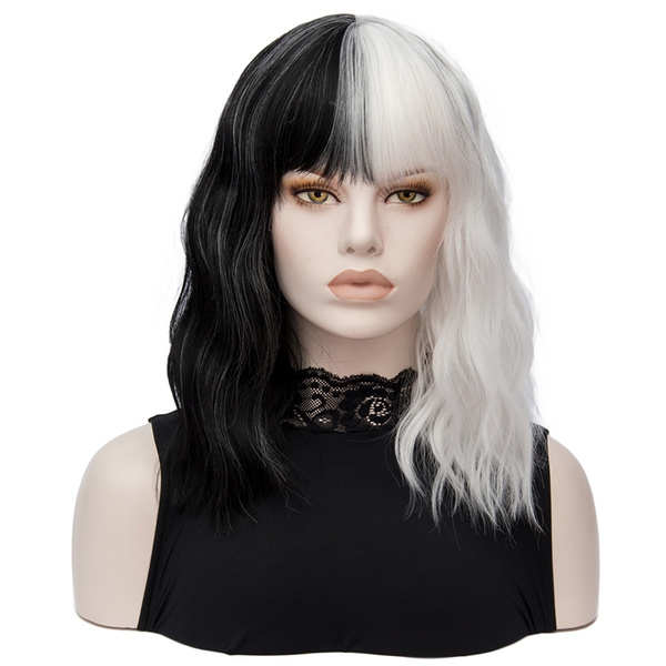 Black white cheap wigs halloween