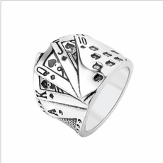 Goth, Stainless Steel, punk rings, Playing Cards