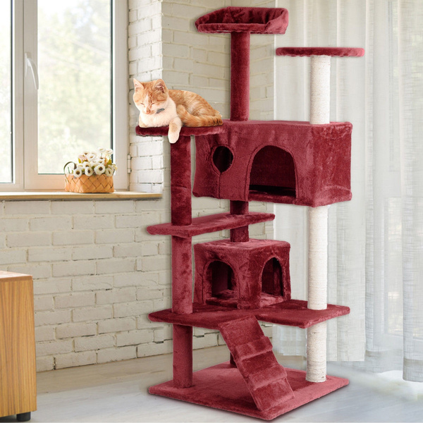 52" Cat Tree Kitten Tower with Scratching Post and Ladder Play House