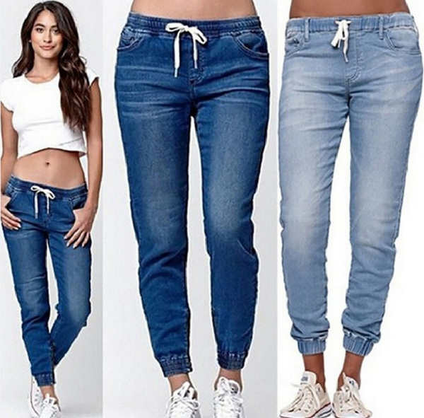 elastic waist jeans ladies