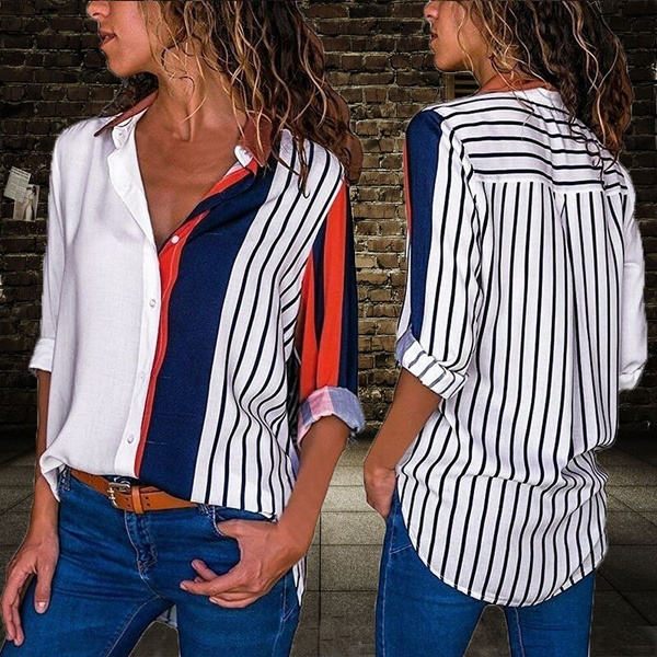 HDGTSA Women Fashion Casual T-Shirt Long Sleeve O Neck Loose Fitting Irregular Blouse Tops HDGTSA Women Fashion Casual T-Shirt Long Sleeve O Neck Loose Fitting Irregular Blouse Tops