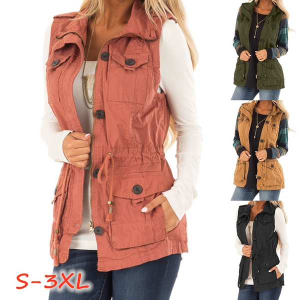 ladies sleeveless jacket with pockets