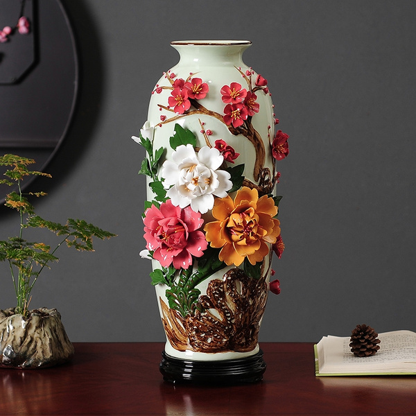 Ingen måde TRUE rille Retro Chinese Ceramics Flower Vase Decorative Porcelain Flower Flask  Chinaware Ornament Luxury Gift and Craft | Wish