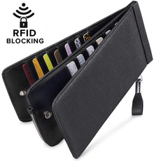 RFID Blocking Bifold Multi Card Case Wallet with Zipper Pocket